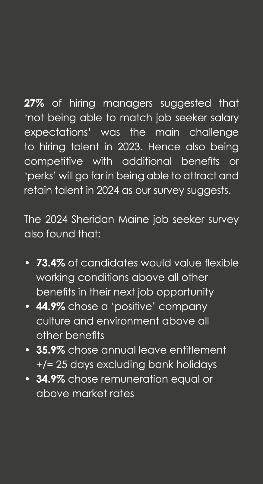 27% of hiring managers suggested that ‘not being able to match job seeker salary expectations’ was the main challenge...