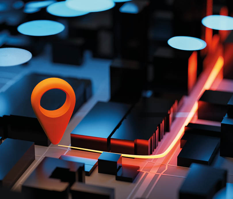 GPS route plan technology in urban areas. Navigation icon 3D rendering.