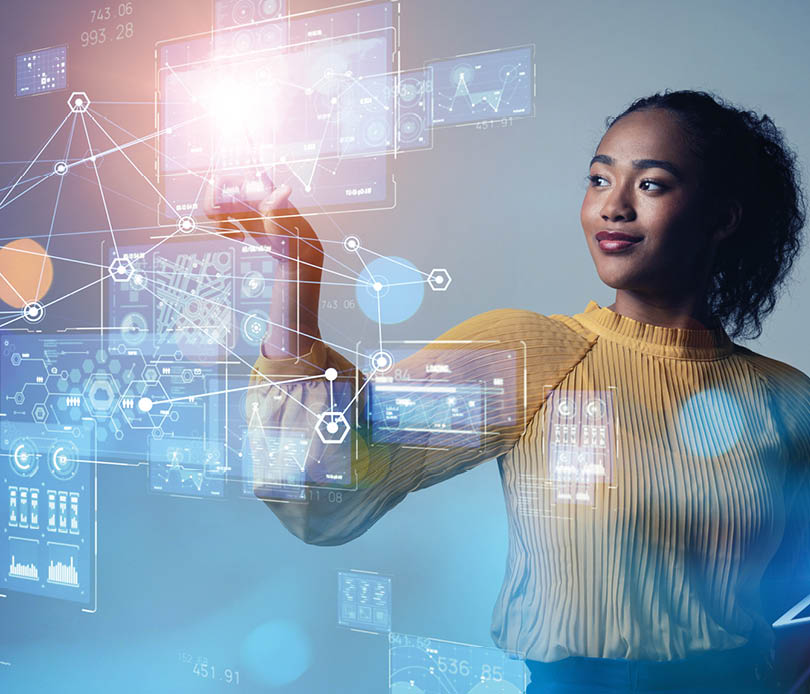 Digital transformation concept. System engineering. Binary code. Programming.